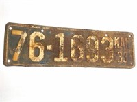 Kansas 1933 License Plate