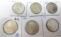 6 - 1925 Peace silver dollars