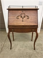 Antique Petite Oak Secretary Writing Desk with