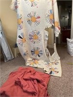 Hand stitch quilt with bedspread and mattress