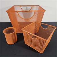 Orange Wire Desktop Organizers (3)