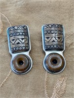 SIGNED NATIVE AMERICAN STERLING SILVER EARRINGS