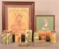 Vintage Golf-Related Boxes, Tins and Framed Goods.