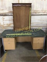 Large office desk and wood mirror frame