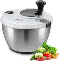 VEVOR Stainless Steel Salad Spinner, 4.75Qt, One-h