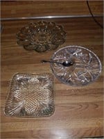 DIVIDED CRYSTAL DISH W/ SPOON, EGG PLATE AND SQUAR