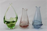 Three Bohemian Glass Vases,
