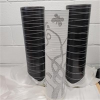 3 tall resin black & white Vases, new  - XC