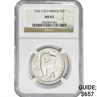 1936-S Bay Bridge Half Dollar NGC MS65