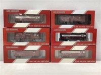 Six Red Caboose Train Cars HO Scale