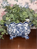 Decorative Blue & White Ceramic Planter with