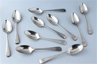 Set of Ten Victorian Sterling Silver Teaspoons,