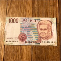 Italy 1000 Lire Banknote - Montessori