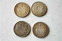 1944, 58, 63 &1965 Fifty Cent Coins