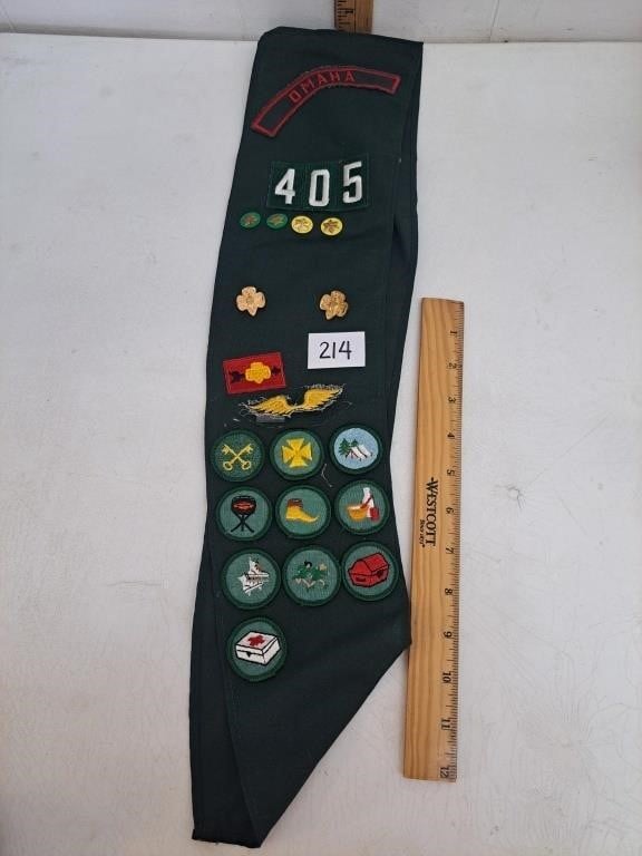 Vintage Girl Scout Sash with Patches