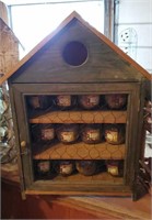 Green bird house spice holder, spice canisters