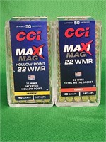 Ammo CCI Max MAG 22 WMR 100 rounds  Varmint and