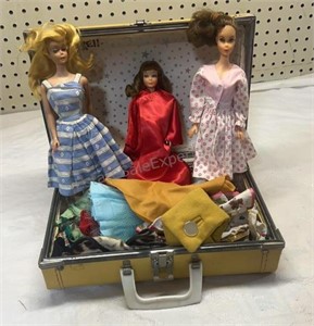 Vintage Barbies, W/ Clothes & Case