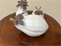 Set of 3 White Ceramic Gourds