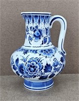 Early 1900s Delft Floral Water Jug Pitcher