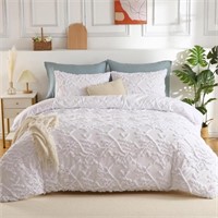 Chic Tufted Queen Size Duvet Cover Set Waffle