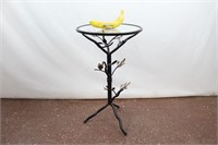 Glass & Metal Top Twig Table & Copper Bird