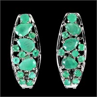 Natural Pear Colombian Green Emerald Earrings