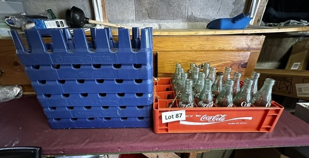Asst. Of Glass Coke Bottles, Plastic Crates