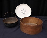 Platter, Cast Iron Pot & Cheese Box