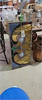 ANTIQUE STAINED LEAD GLASS WINDOW  17"X37"