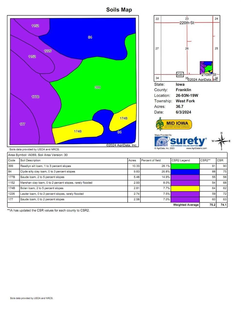 Franklin County Iowa Land Auction, 40 Acres M/L