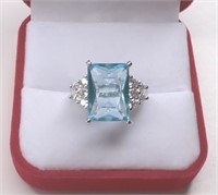Sterling Blue Topaz Ring. Ring is size 8 and