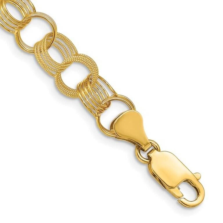 14k- Solid Triple Link Charm Bracelet