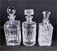 (3) BEAUTIFUL CRYSTAL HEAVY GLASS DECANTERS SET