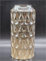 Heavy Glass Gold Tone Vase. 5½ X 12"