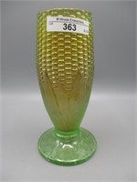 Nwood ice green Corn Vase w/ Marigold overlay.