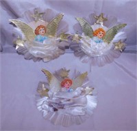 3 vintage angel hair & gold foil Christmas tree