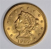 1907 $2 1/2 GOLD LIBERTY HEAD  CH BU+