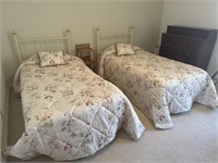 pair Of Twin Metal HeadBoard Beds Complete With