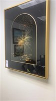 Vintage looking firework framed picture. 13 x 17