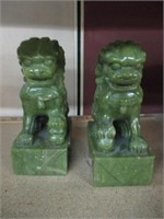 1 Pair of  Green Carved Temple Lions