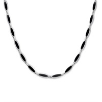 Sterling Silver Onyx Cat's Eye Link Necklace