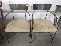 2 PC IRON AND UPHOLSTERED SEAT ARM CHAIRS