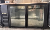 True 60" 2 Glass Door Worktop Cooler
