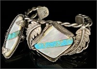H.Platero Sterling Silver & Mother of Pearl Set