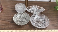 4 cut Glass/crystal dishes