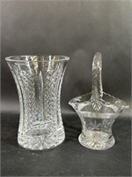 Crystal Diamond Cross Design Vase, Glass Basket