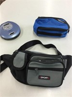Fannie pack, small bag and Lenox sound CD player