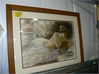 LARGE SIGNED/NUMBERED NUDE PRINT IN VERY NICE OAK
