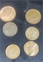Group of 6 foreign coins